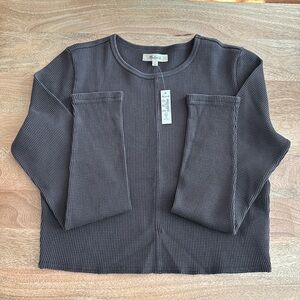 Madewell Gray Waffle Knit Crewneck Crop Tee (Size M)
